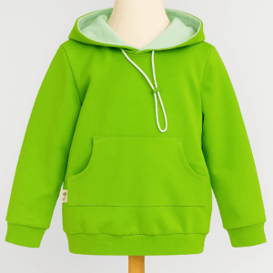 „Zielona bluza dziecięca z kapturem i nadrukiem pieska”